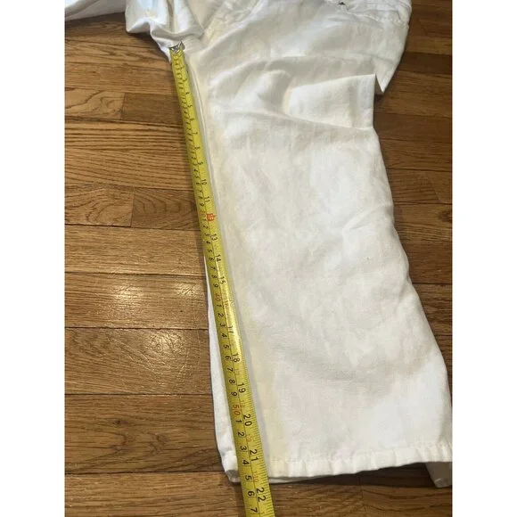 NWT NILI LOTAN Bias Linen/Cotton Pants in White Size 10 3NL135 MSRP $375